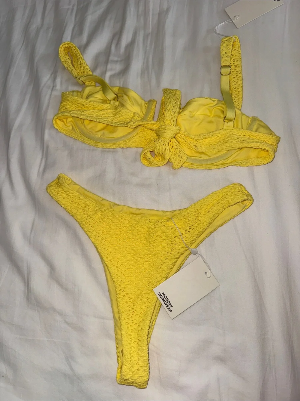 Monday Swimwear Sunny Yellow Crochet Bikini